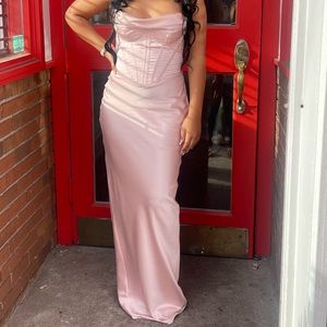 Blush Pink Corset Maxi Dress